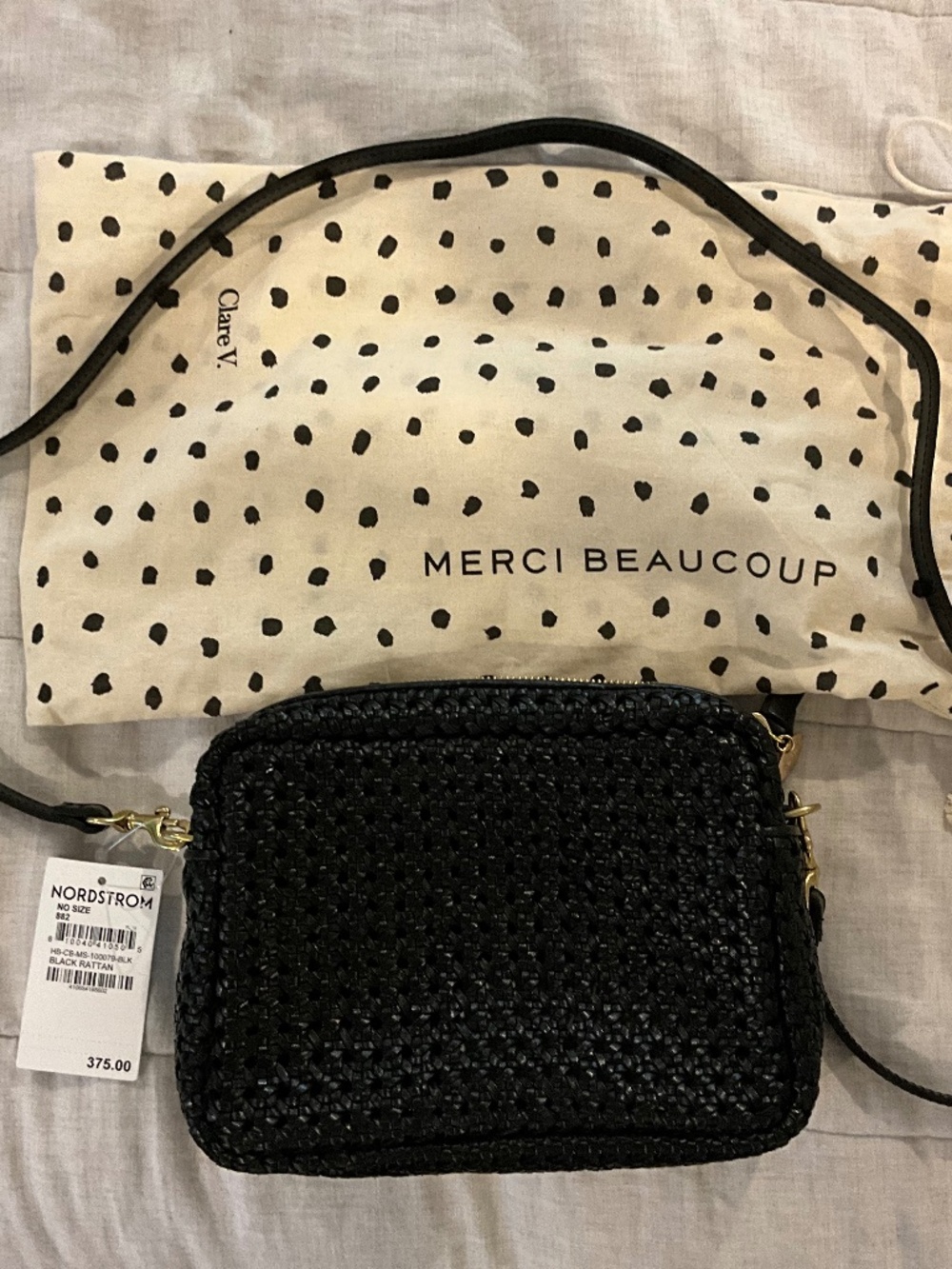 Clare V Black rattan midi Sac